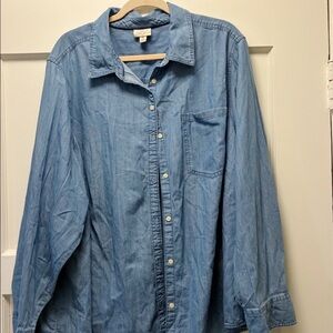 Soft Blue Denim Button-Up Shirt